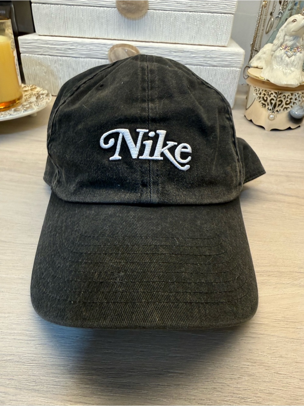 Nike Black Cap with White Script Logo